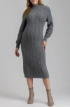 Pietro Brunelli Turtleneck Long Sleeve Rib Maternity Sweater Dress In Light/pastel Grey