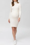 Pietro Brunelli Turtleneck Long Sleeve Rib Maternity Sweater Dress In Natural