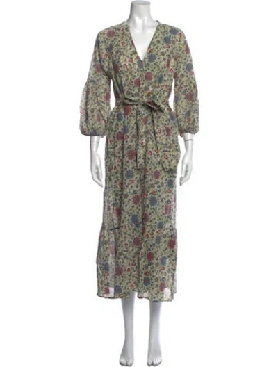 Pre-owned Pietsie Floral Print Long Dress In Neutrals