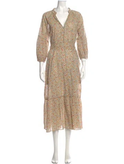 Pre-owned Pietsie Floral Print Long Dress In White