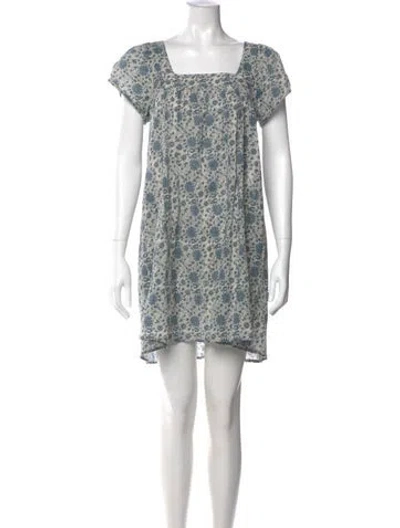 Pre-owned Pietsie Floral Print Mini Dress In Gray