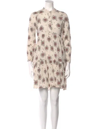 Pre-owned Pietsie Floral Print Mini Dress In Neutral