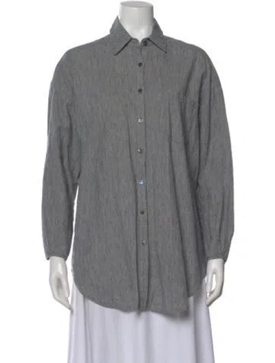 Pre-owned Pietsie Long Sleeve Button-up Top In Gray