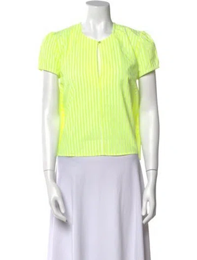 Pre-owned Pietsie Striped Crew Neck Crop Top In Green