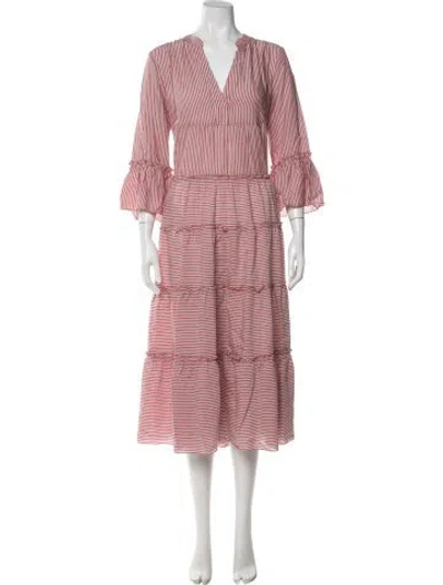 Pre-owned Pietsie Striped Midi Length Dress W/ Tags In Pink