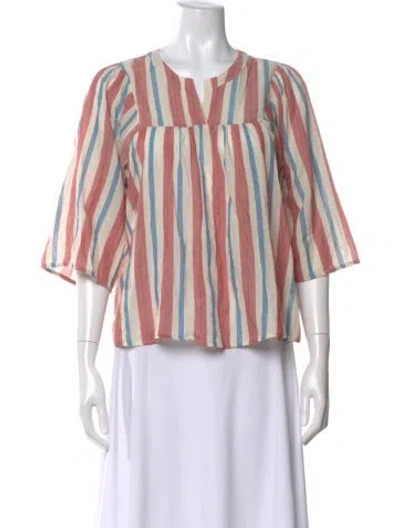 Pre-owned Pietsie Striped V-neck Top In Multi
