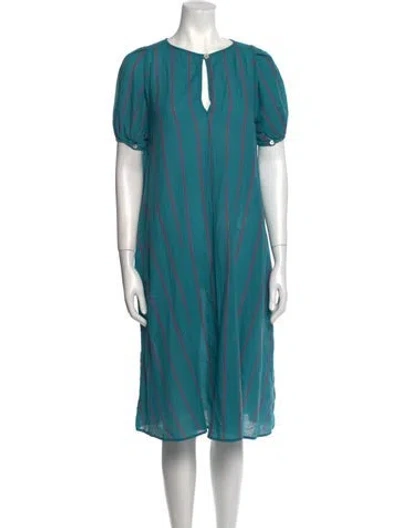 Pre-owned Pietsie V-neck Knee-length Dress In Blue