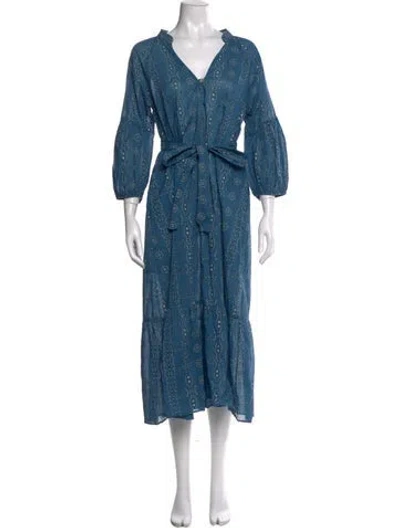 Pre-owned Pietsie V-neck Long Dress In Blue