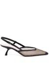 Piferi Mesh Net Kitten Slingback Pumps In 黑色