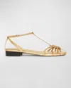 Piferi Maggio Metallic Ornament T-strap Sandals In Gold