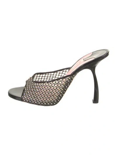 Pre-owned Piferi Mesh Patterned Mules In Black