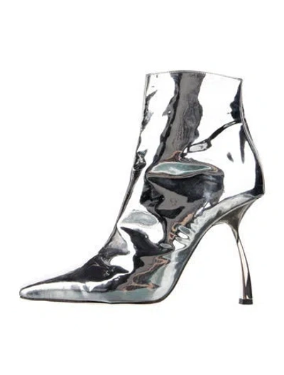 Pre-owned Piferi Patent Leather Lace-up Boots In Silver