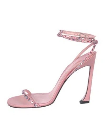 Pre-owned Piferi Satin Crystal Embellishments Sandals In Pink