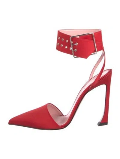 Pre-owned Piferi Satin D'orsay Pumps In Red