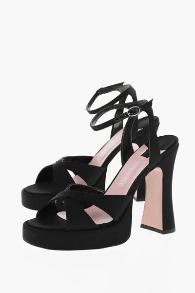 Piferi Satin Miranda Sandals With Block Heel 12cm In Black