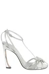 Piferi Silver Mirrored Laminated Leather Sandal With Rhinestone Detail In Silver