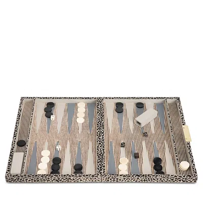 Pigeon & Poodle Bailey Cheetah Print Hair-on-hide Backgammon Game Set, Large In Multi