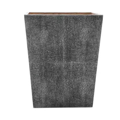Pigeon & Poodle Crosby Cool Gray Tapered Faux Shagreen Wastebasket