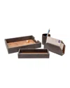 Pigeon & Poodle Crosby Faux-shagreen Desk Organizer Accessory Set In Dark Mushroom