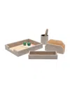 Pigeon & Poodle Crosby Faux-shagreen Desk Organizer Accessory Set In Sand