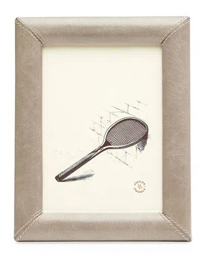 Pigeon & Poodle Eton Leather Frame, 5 X 7 In Light Gray