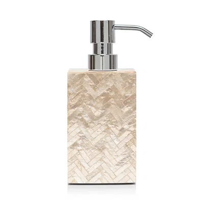 Pigeon & Poodle Handa Lotion Dispenser In Pearlized Herringbone Capiz