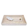 Pigeon & Poodle Handa Nested Trays, Set Of 2 In Pearlized Herringbone Capiz