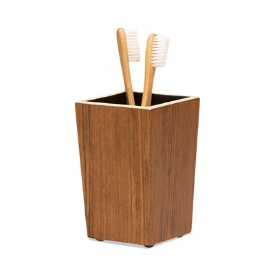Pigeon & Poodle Harper Brush Holder In Dark Teak