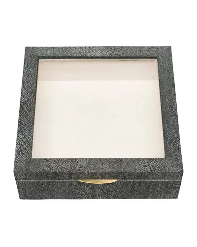 Pigeon & Poodle Henlow Square Faux-shagreen Display Box In Gray