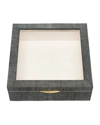 Pigeon & Poodle Henlow Square Faux-shagreen Display Box In Cool Gray