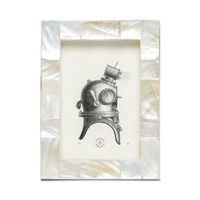 Pigeon & Poodle Lesina Kabibe Shell Frame, 4 X 6 In White