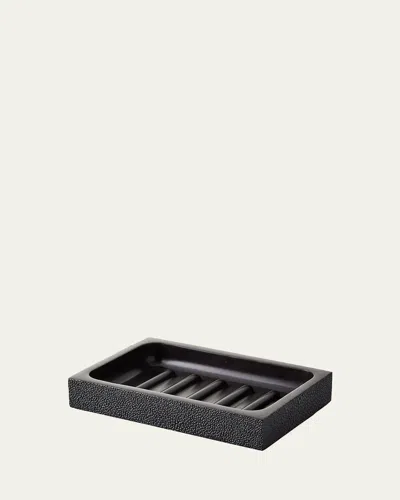 Pigeon & Poodle Manchester Rectangular Soap Dish In Black Faux Shagreen