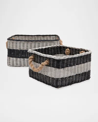 Pigeon & Poodle Nantucket Nested Storage Baskets, Set Of Two In Blue/ White