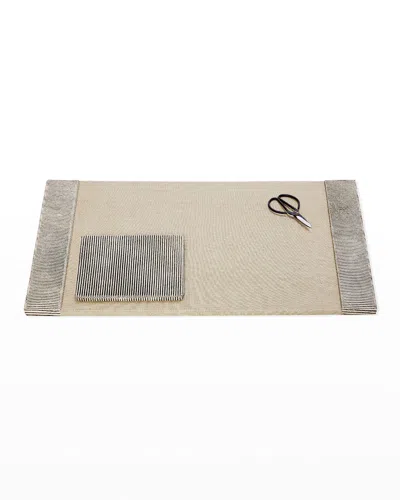 Pigeon & Poodle Riga Desk Blotter Set In Brn Candy Striped
