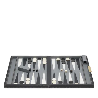 Pigeon & Poodle Sebina Leather & Horn Backgammon Set, Large In Black