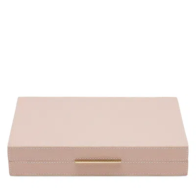 Pigeon & Poodle Sebina Leather & Horn Backgammon Set, Small In Dusty Rose