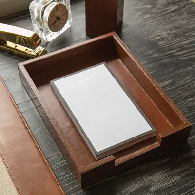 Pigeon & Poodle Stirling Tobacco Full Grain Leather Desk Accessories, Set Of 4 In Brown