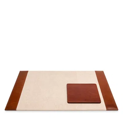 Pigeon & Poodle Stirling Tobacco Full Grain Leather Desk Blotter & Square Mouse Pad Set In Brown