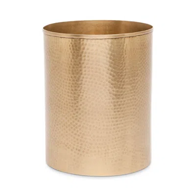 Pigeon & Poodle Verum Hammered Wastebasket In Antique Brass