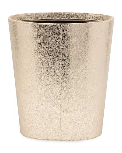 Pigeon & Poodle Viana Leather Oval Wastebasket In Gold