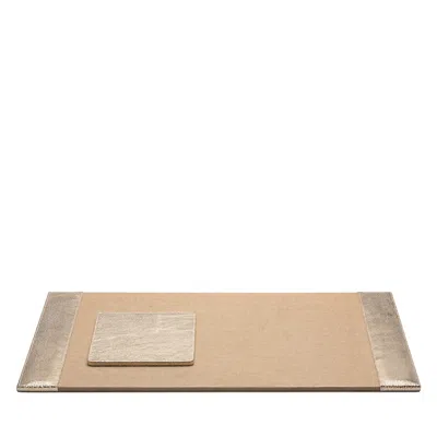 Pigeon & Poodle Viana Metallic Trim Blotter & Mouse Pad In Brown