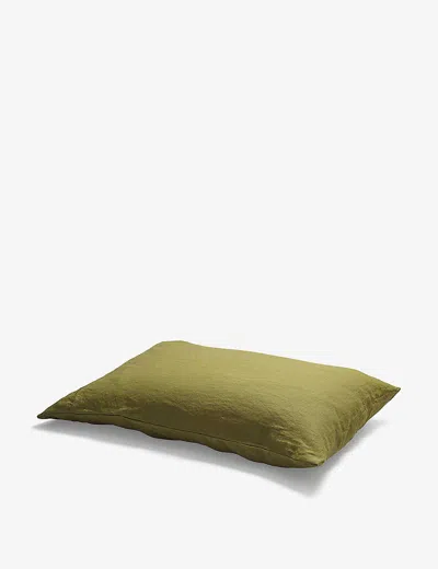 Piglet In Bed Botanical Green Envelope-closure Super King Linen Pillowcases 50cm X 90cm