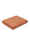Piglet In Bed Colour Drenched Gingham Linen Blend Flat Sheet, Queen In Orange