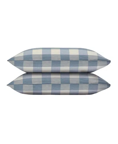 Piglet In Bed Emsworth Plaid Linen Blend Pillowcase Pair, Standard In Blueberry