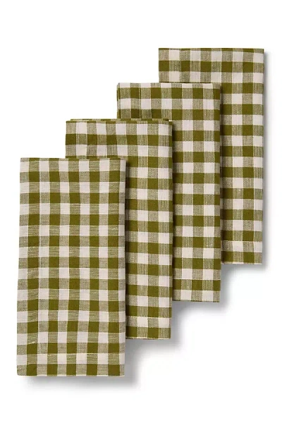 Piglet In Bed European Linen Napkins, Set Of 4 In Green