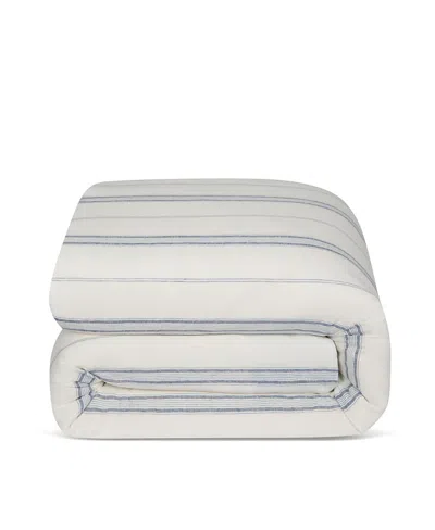 Piglet In Bed Farmhouse Stripe Linen Duvet Cover, Twin In Blue