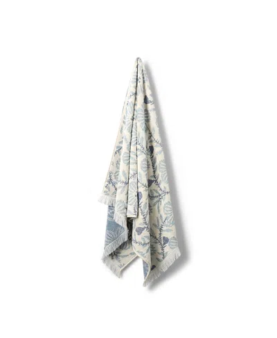 Piglet In Bed Folk Floral Bath Sheet In Gray