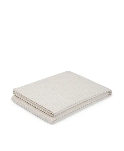 Piglet In Bed Folk Floral Linen Blend Flat Sheet, Queen In Gray