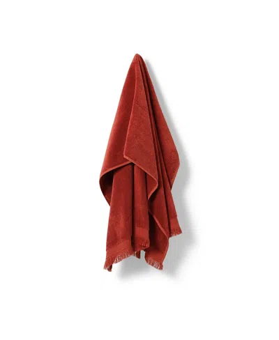 Piglet In Bed Fringe Edge Bath Sheet In Red