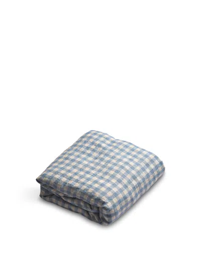 Piglet In Bed Gingham Flat Sheet In Blue